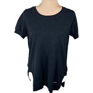 Michael Michael Kors Knit T-Shirt Sweater Size M Medium Black Short Sleeve